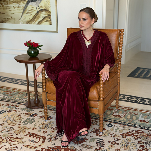 Jallabia Velvet Burgundy