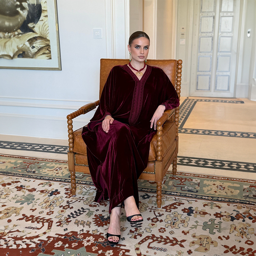 Jallabia Velvet Burgundy