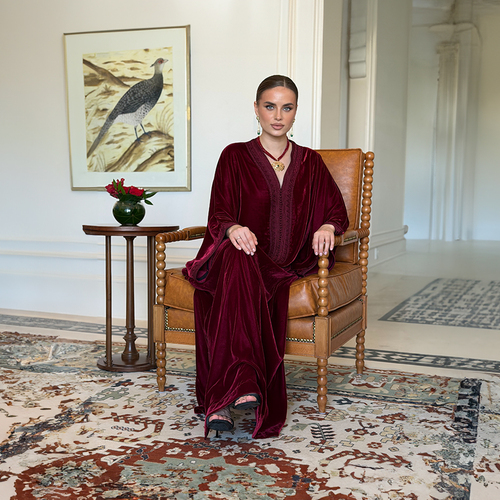 Jallabia Velvet Burgundy