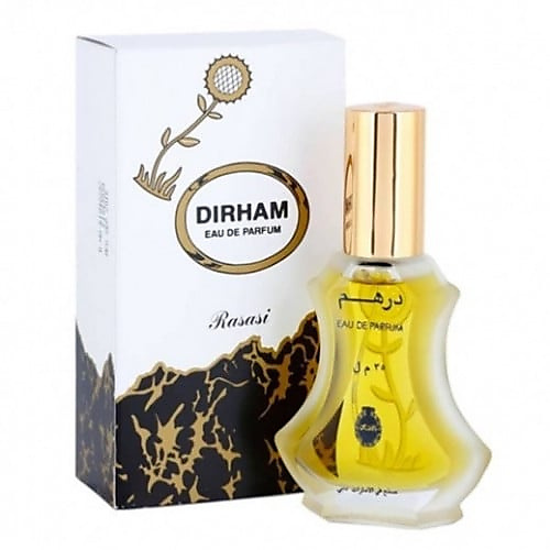 This is a 35ml bottle of Rasasi Dirham Eau de Parfum.