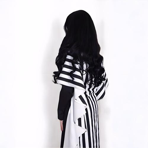 Black and white striped one-piece nappy