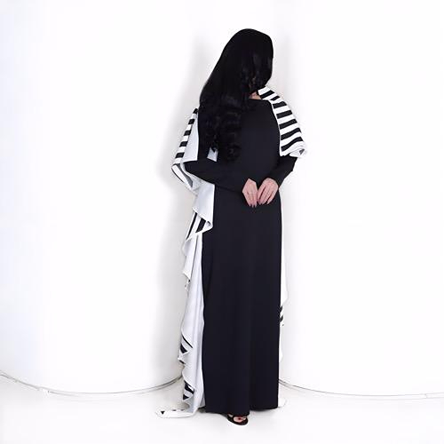 Black and white striped one-piece nappy