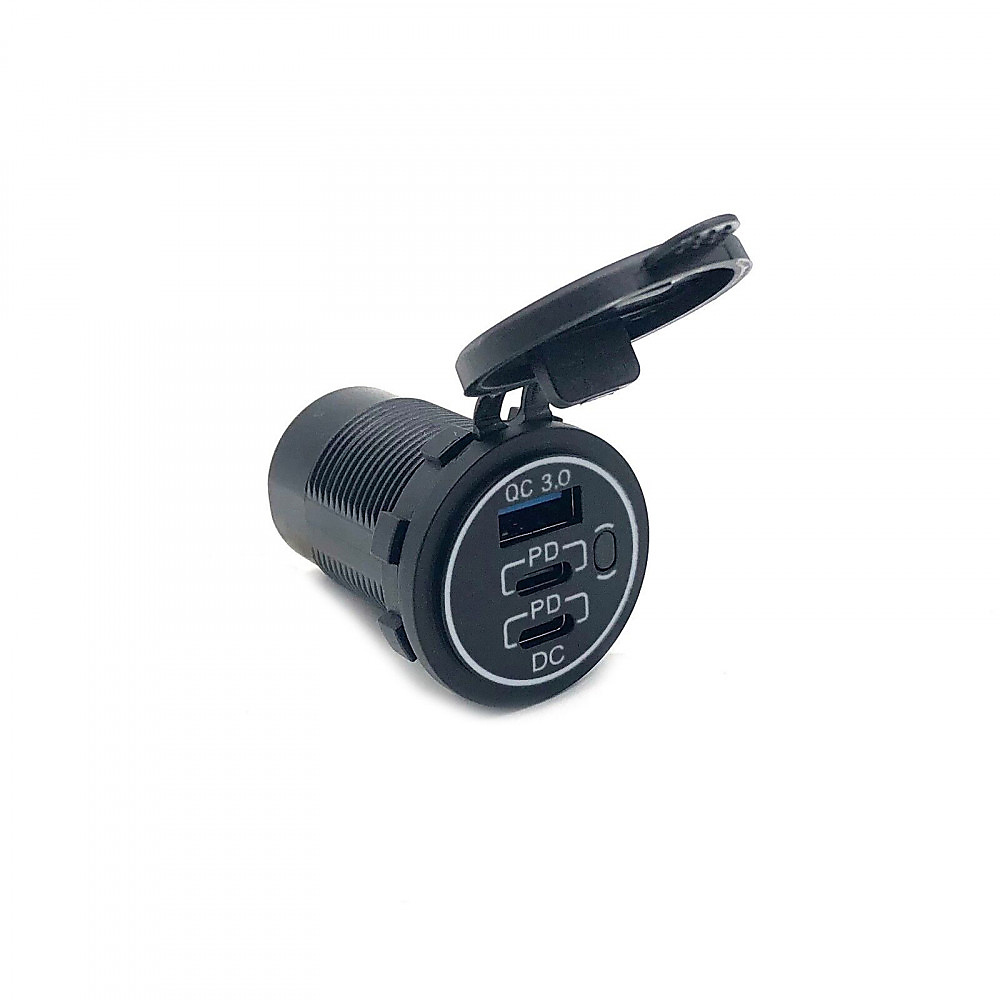 شاحن سريع دبل USB QC & TYPE C مع فاصل مدمج