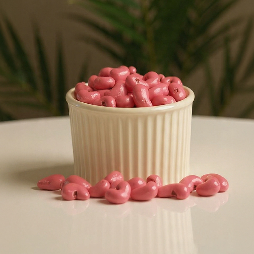 Strawberry cashew nut dragee