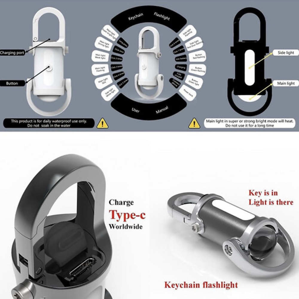 Waterproof keychain flashlight