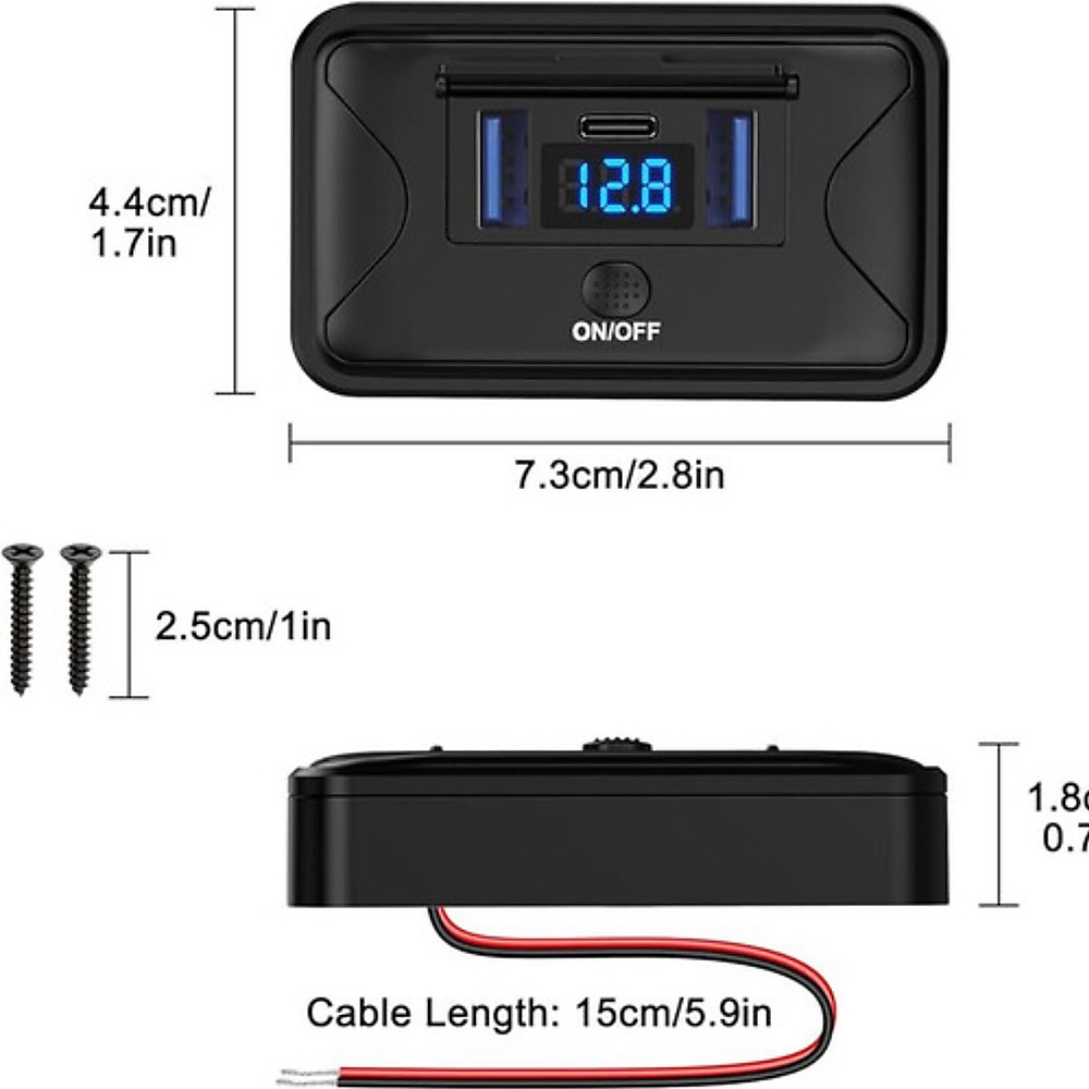 USB C Panel Outlet for Fast Charging in Cars and Recreational Vehicles