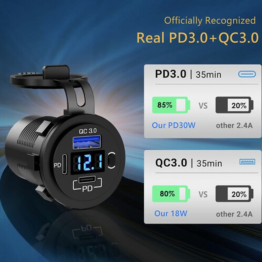 (4in1) 12V USB Cigarette Lighter Socket Panel