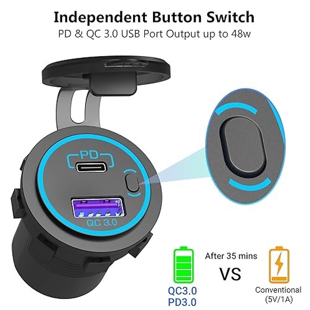 12V Cigarette lighter Socket PD & USB