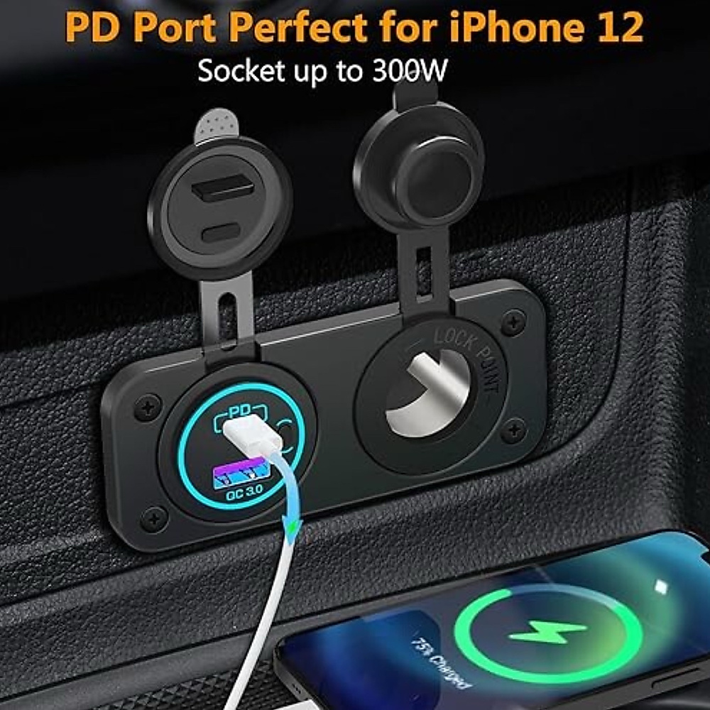 12V Cigarette lighter Socket PD & USB