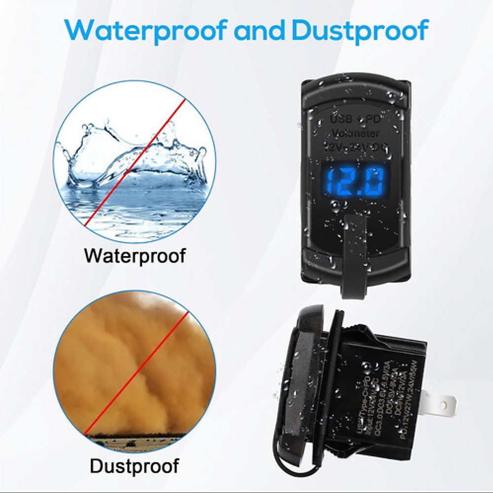 Type C & USB Car Digital Voltmeter