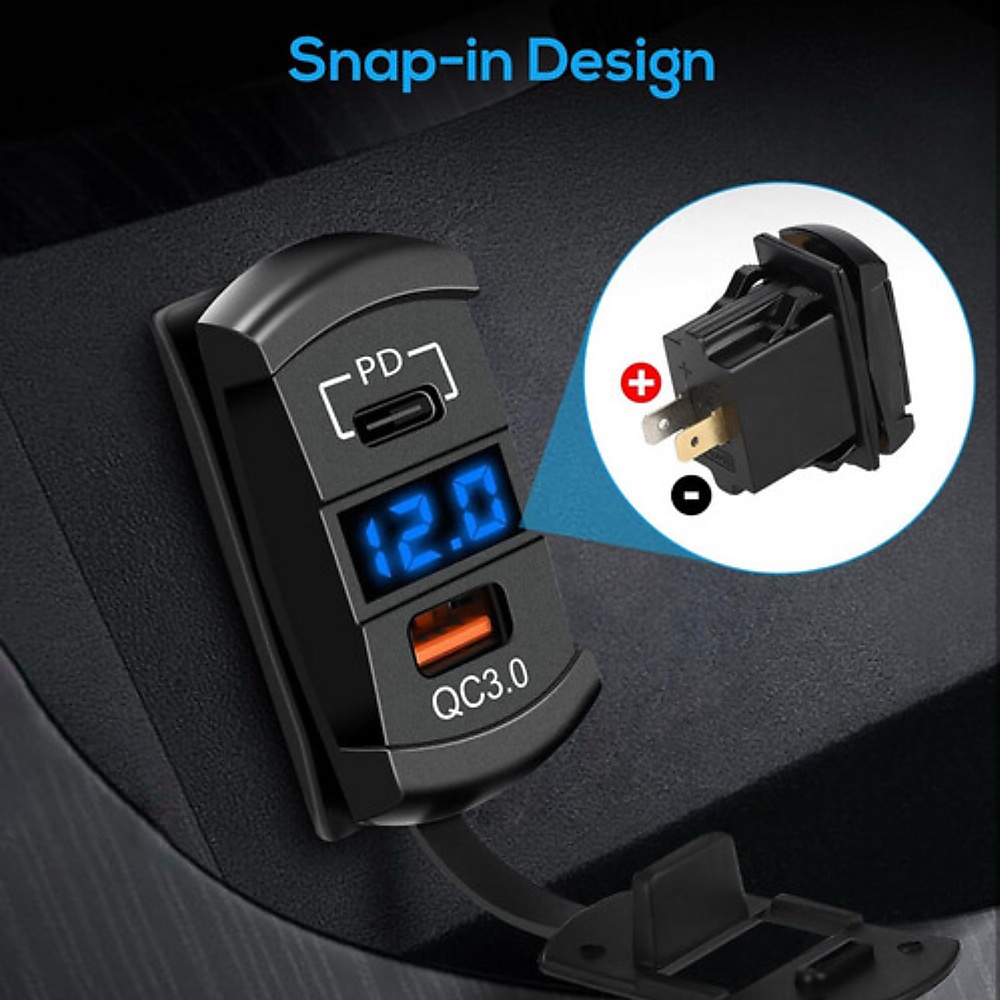 Type C & USB Car Digital Voltmeter