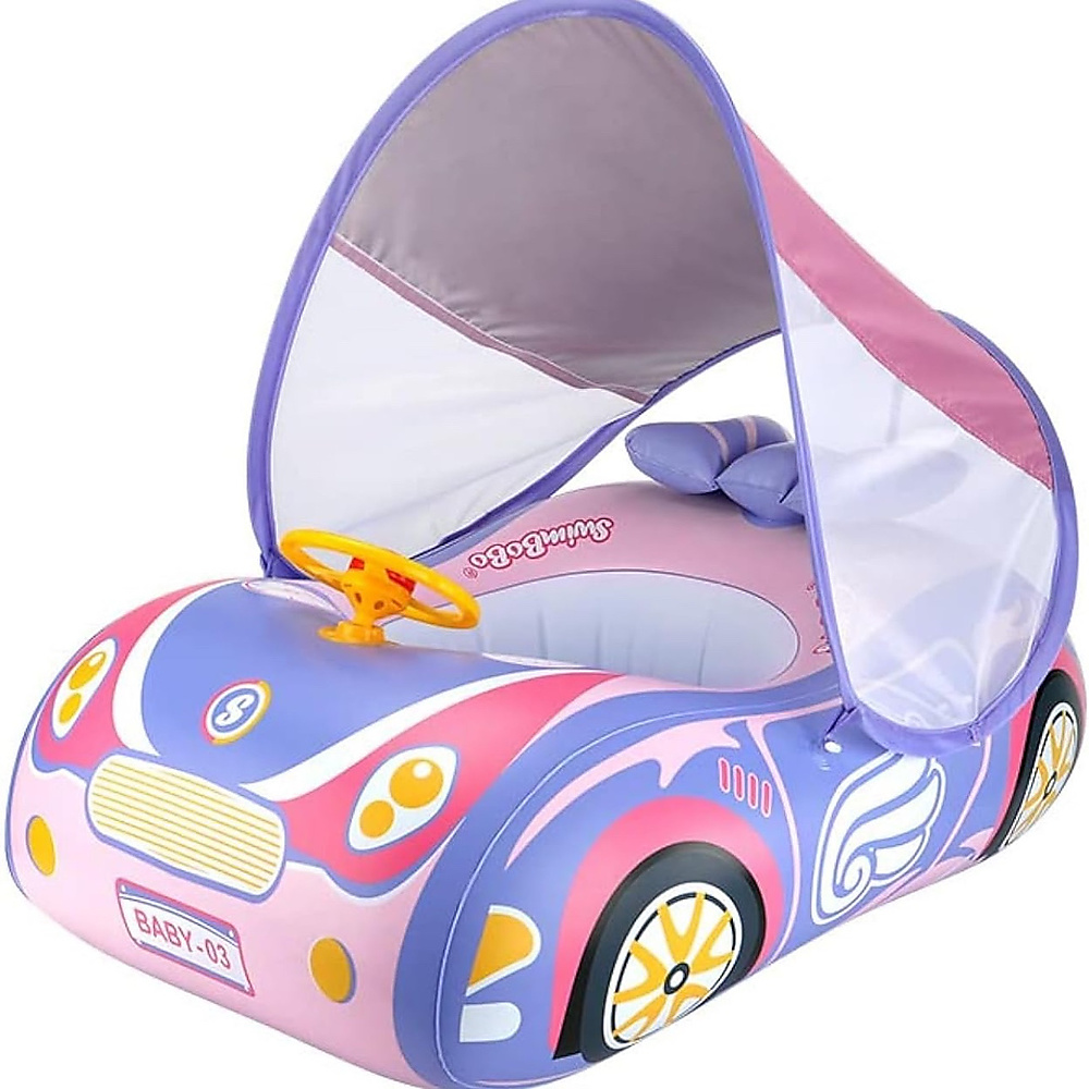 Swim Float with Canopy - Pink Car