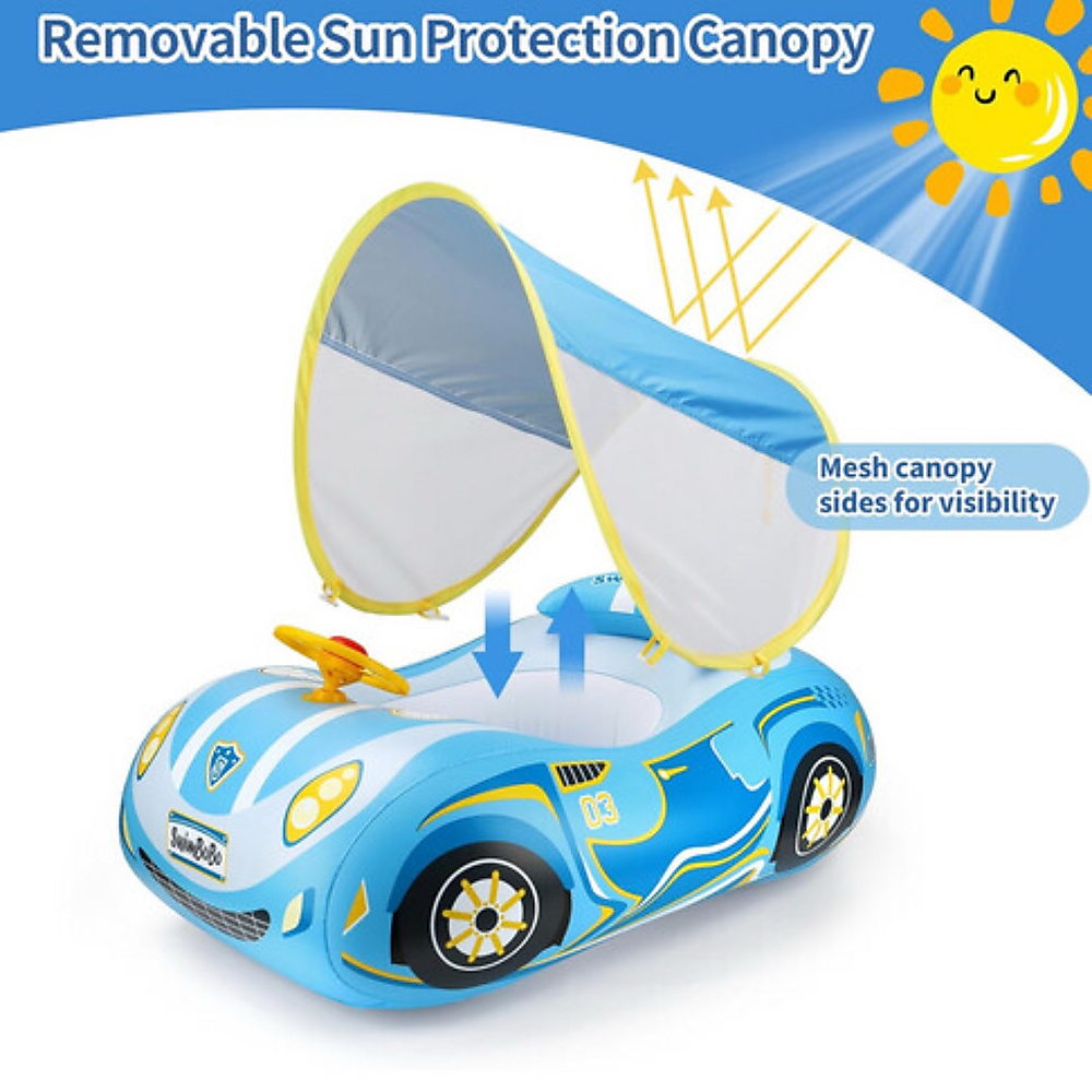 Swim float with canopy - Blue Car