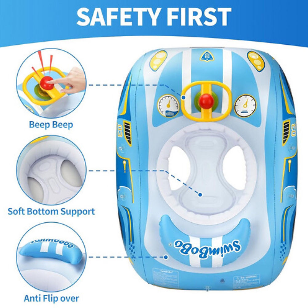 Swim float with canopy - Blue Car