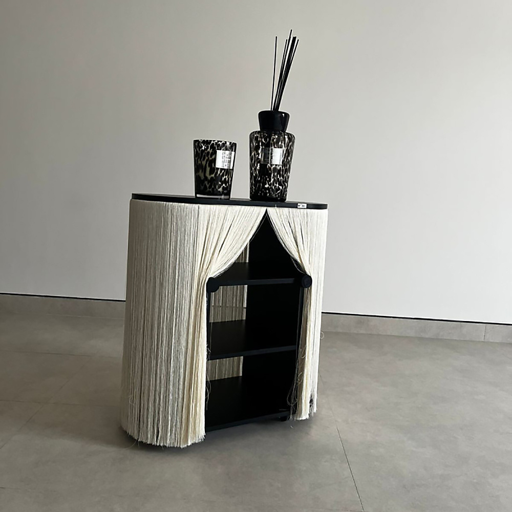 Black wooden trolley