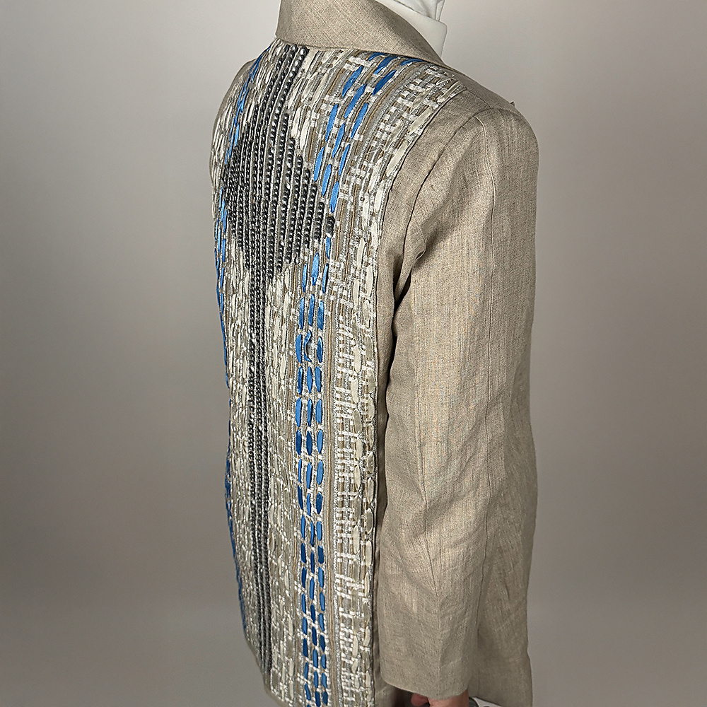 Embroidered linen blazer