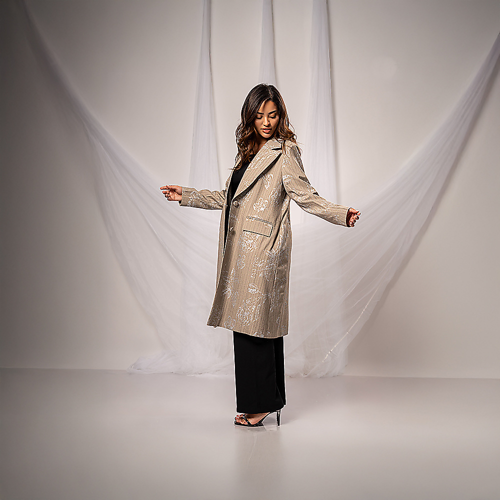 Printed  Crepe Blazer