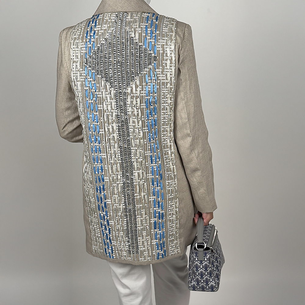 Embroidered linen blazer
