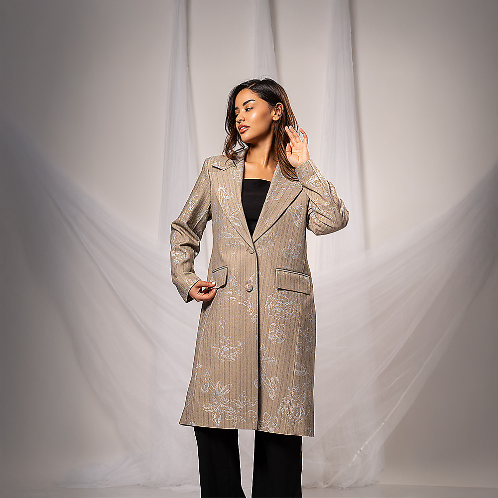Printed  Crepe Blazer