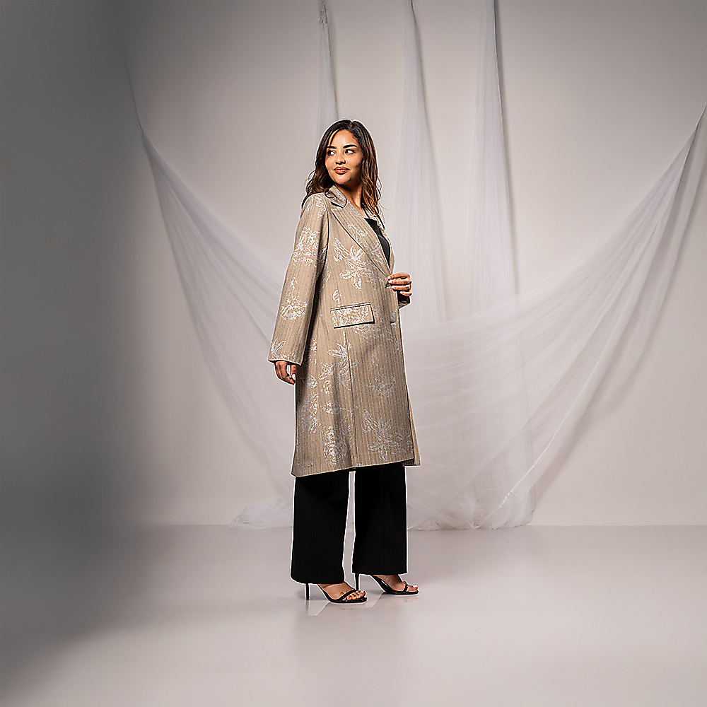 Printed  Crepe Blazer