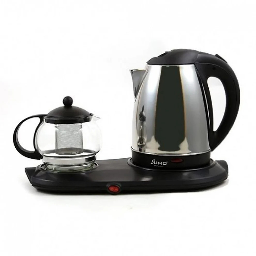 Stainless Steel Tea Tray And Electric Kettle Set 3-In-1