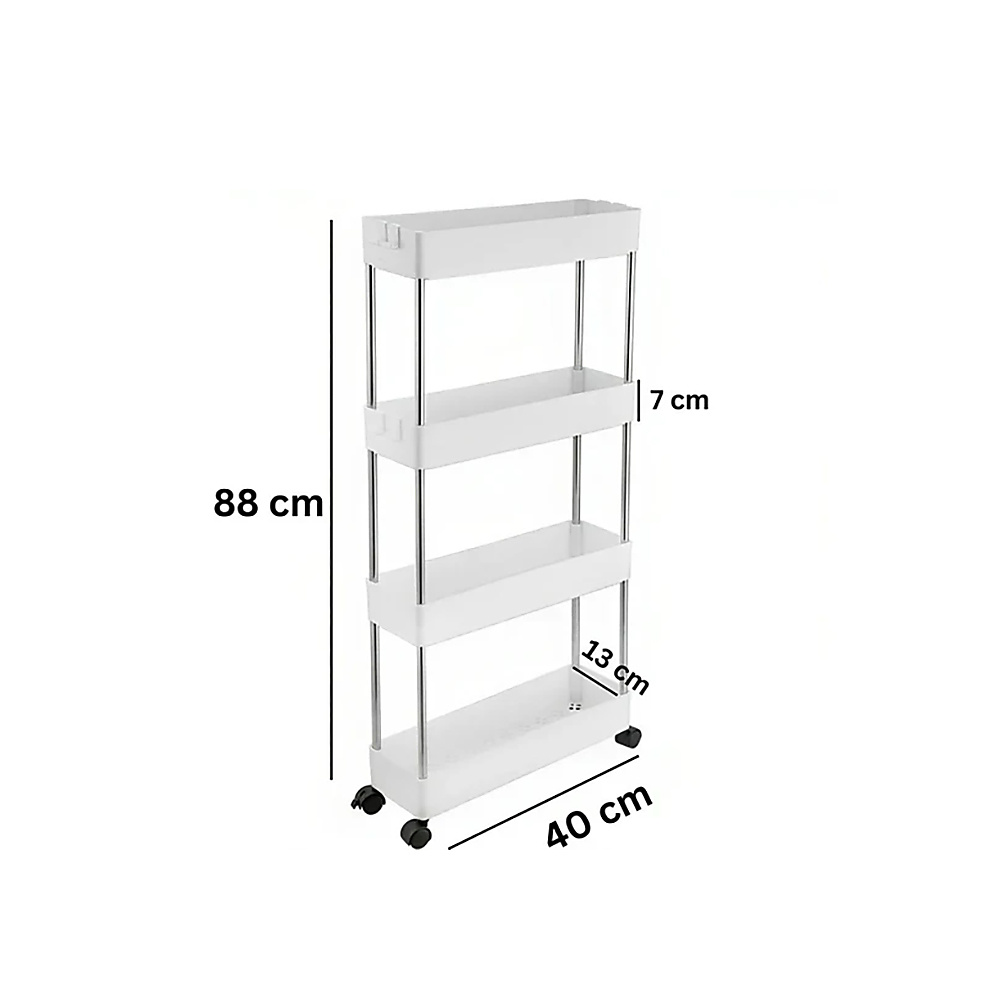 4-Tier Plastic Storage Shelves With Wheels