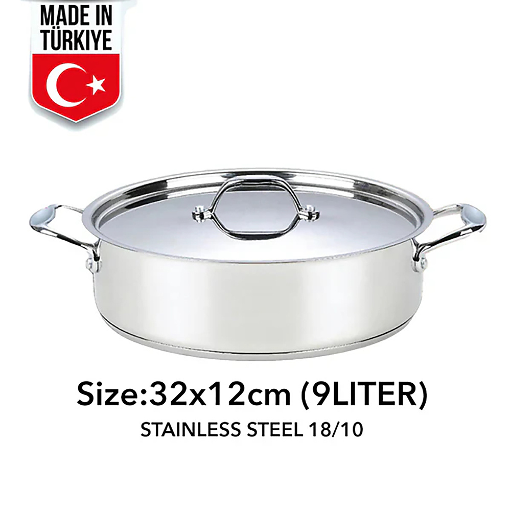 SAGA Turkish Stainless Steel 18/10 Pot | Model: H1701/32 | 32 Cm – 9 Liters