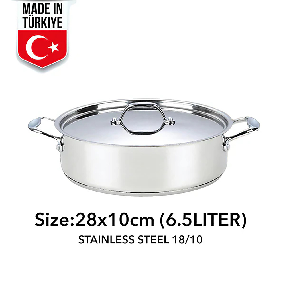 SAGA Turkish Stainless Steel 18/10 Pot | Model: H1701/28 | 28 Cm – 6.5 Liters