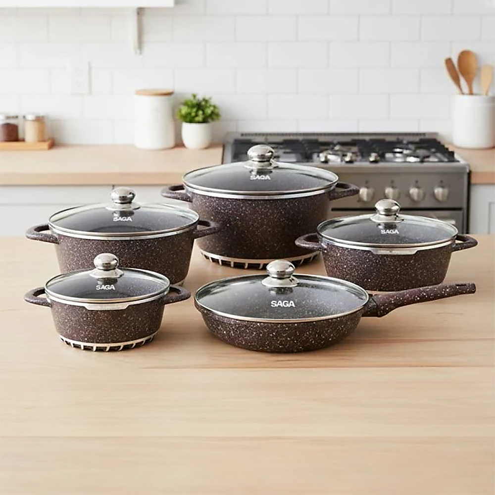 SAGA 17-Piece Granite Cookware Set