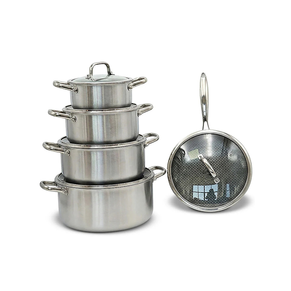 OSFE Triple-Layer Non-Stick Stainless Steel Cookware Set – 10 Pieces With Glass Lid (Pots 20-24-28-3