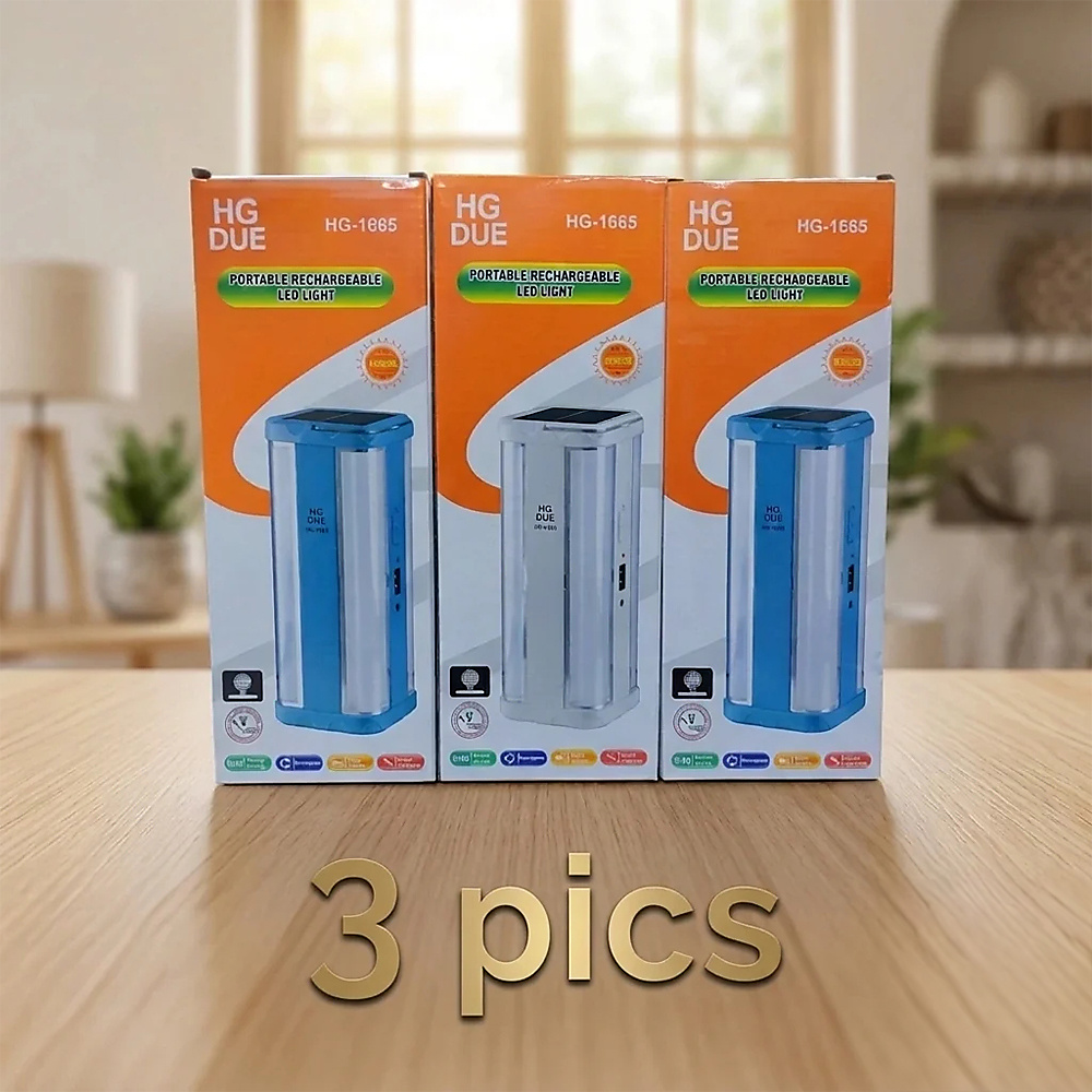 Portable Rechargeable Solar-Powered Flashlight – Set Of 3 (HG-1665)