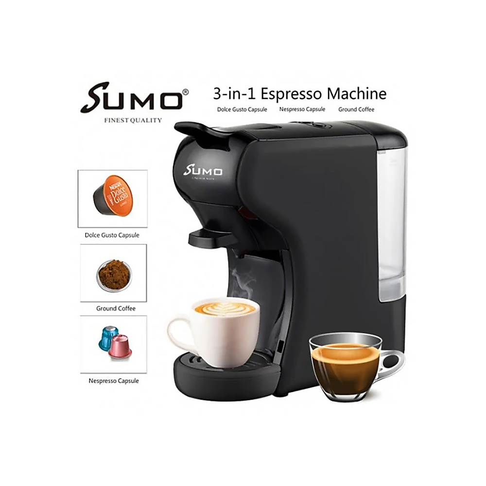 SUMO – 3-In-1 Coffee Machine Compatible With Multiple Capsules At 1450W Power