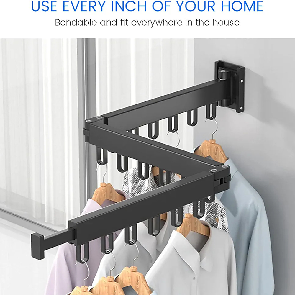 Wall-Mounted Foldable Clothes Drying Rack For Indoor And Outdoor Use