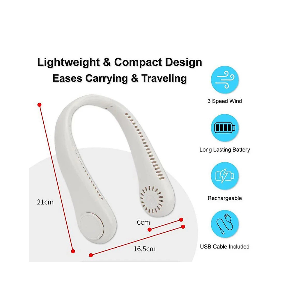 Pack Of 2 Portable Neck Fan With Three Speed Settings