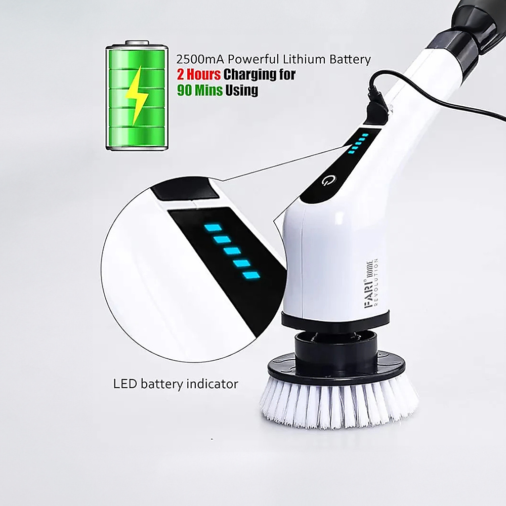 Multi-Purpose Electric Spin Scrubber With 5 Heads And Extension Rod