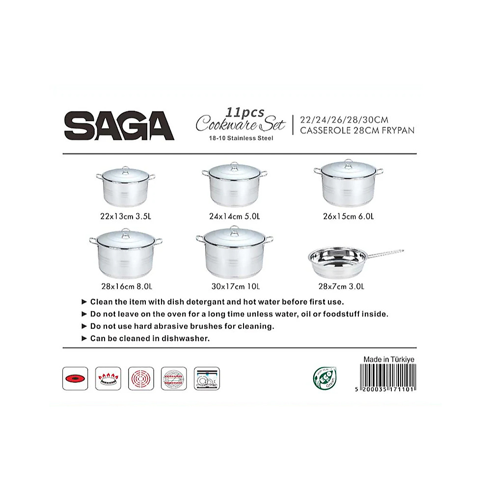 Luxury Stainless Steel Cookware Set – Original SAGA Brand