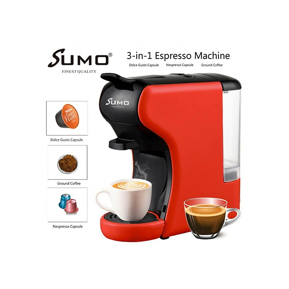 SUMO – 3-In-1 Coffee Machine Compatible With Multiple Capsules At 1450W Power
