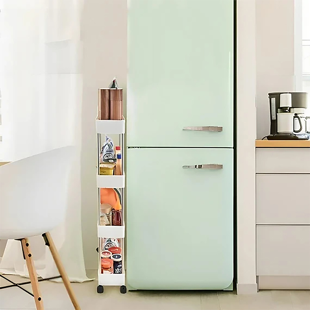 4-Tier Plastic Storage Shelves With Wheels