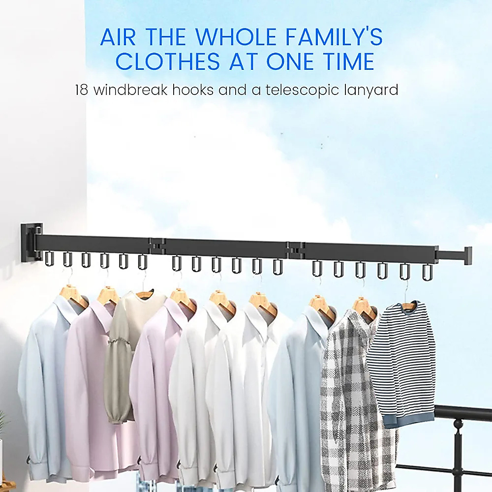 Wall-Mounted Foldable Clothes Drying Rack For Indoor And Outdoor Use