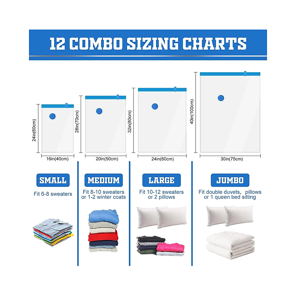 Vacuum Storage Bags For Travel And Storage With Pump – Set Of 5