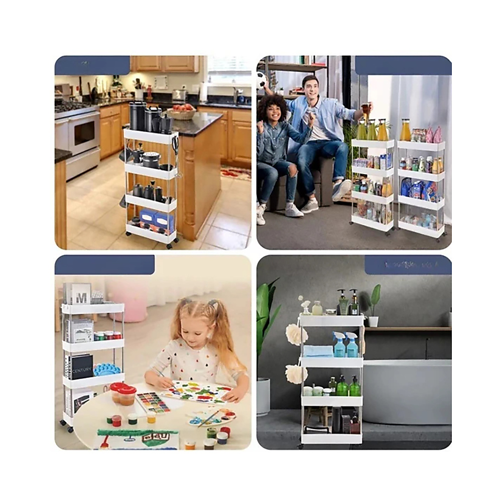 4-Tier Plastic Storage Shelves With Wheels