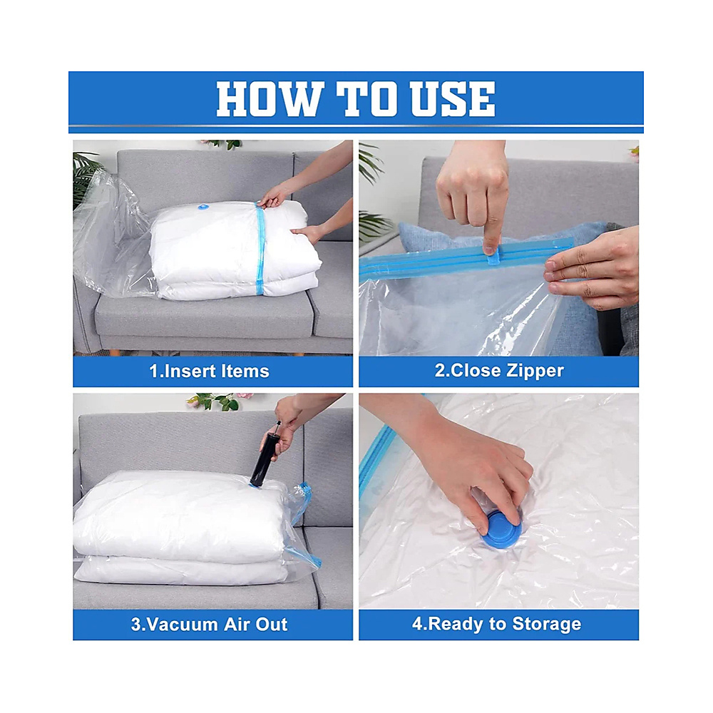 Vacuum Storage Bags For Travel And Storage With Pump – Set Of 5