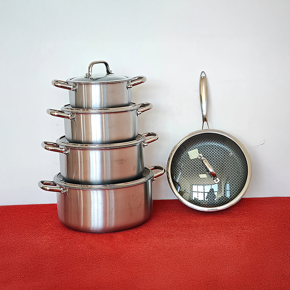 OSFE Triple-Layer Non-Stick Stainless Steel Cookware Set – 10 Pieces With Glass Lid (Pots 20-24-28-3