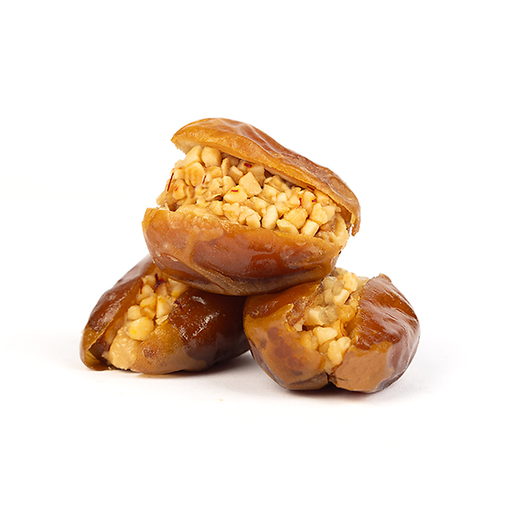 Sukari Dates Stuffed With Crust Almonds  And Saffron Wrapped