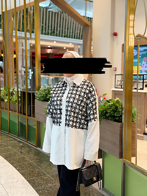 Black biege Linen