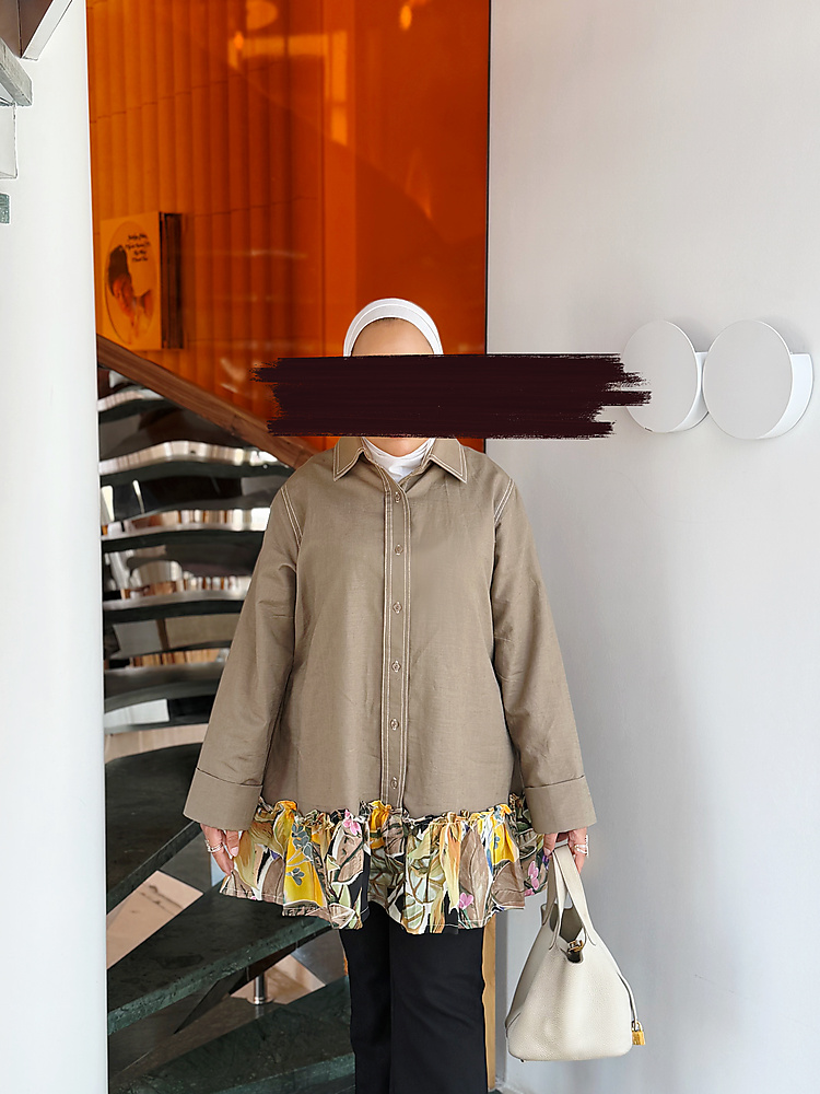 Linen shirt Floral Ruffle