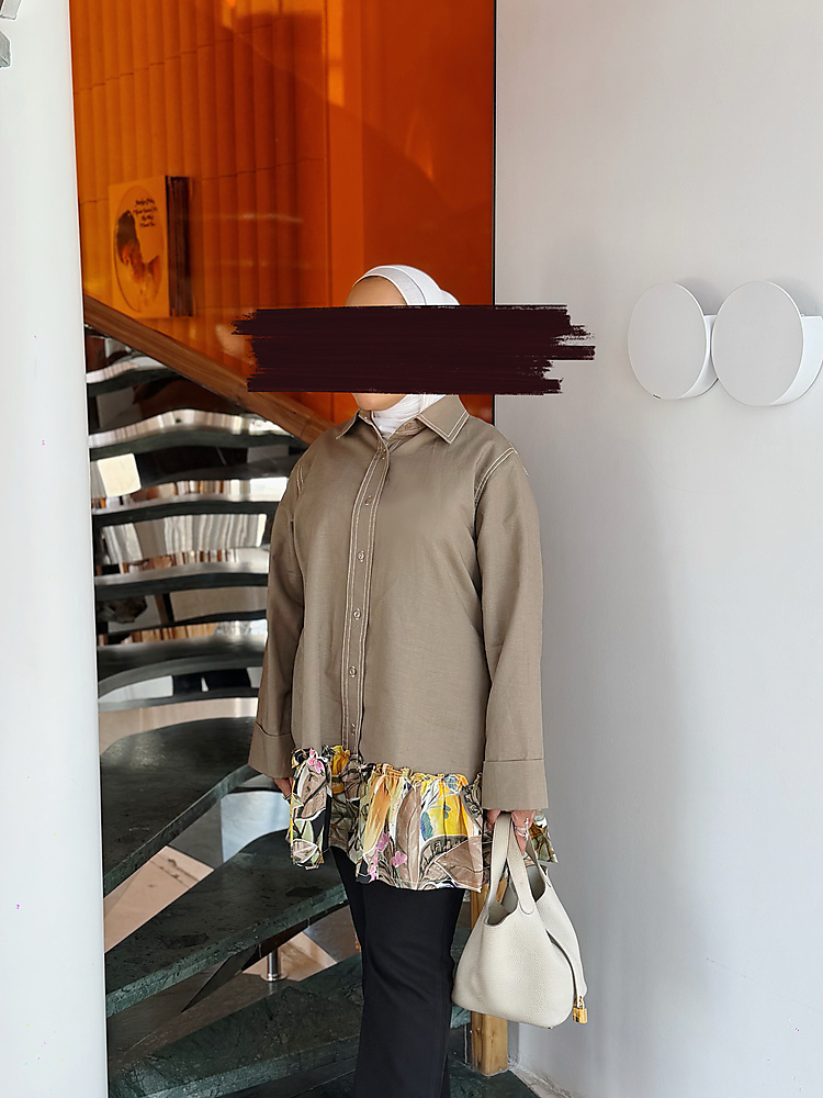 Linen shirt Floral Ruffle