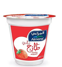 مراعي كأس زبادي بالفراولة، محضّر من حليب الأبقار الطازجة، والطبيعي 100%، ويعد مصدرًا غنيًا بالبروتين