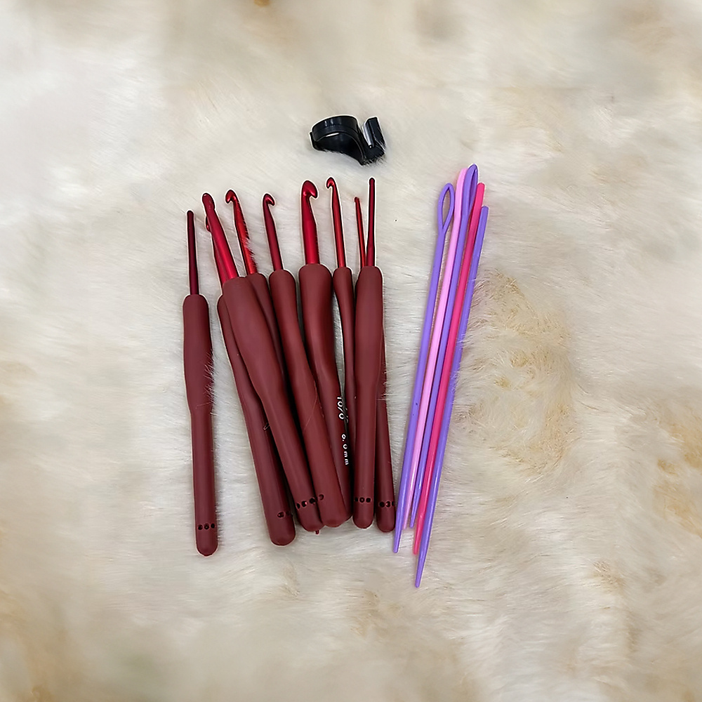 set of red crochet hooks