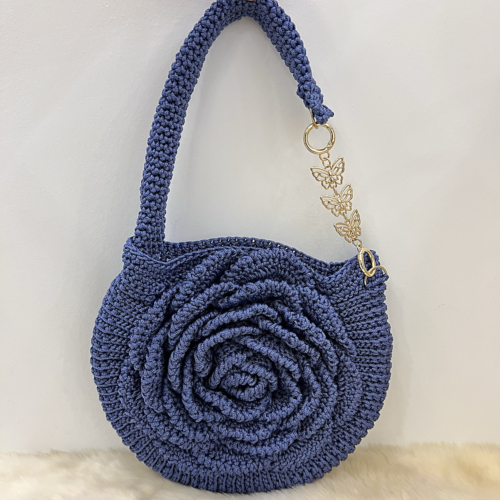 blue june flower bag